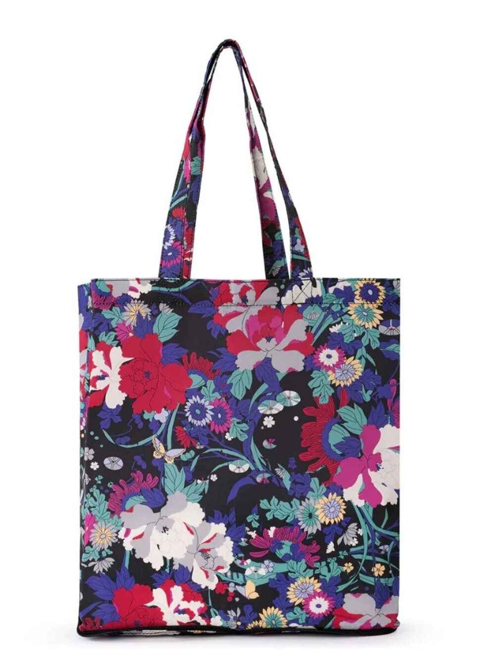 Sakroots On The Go Packable Tote Bag - Black Flower Power - NWOT - Picture 2 of 4